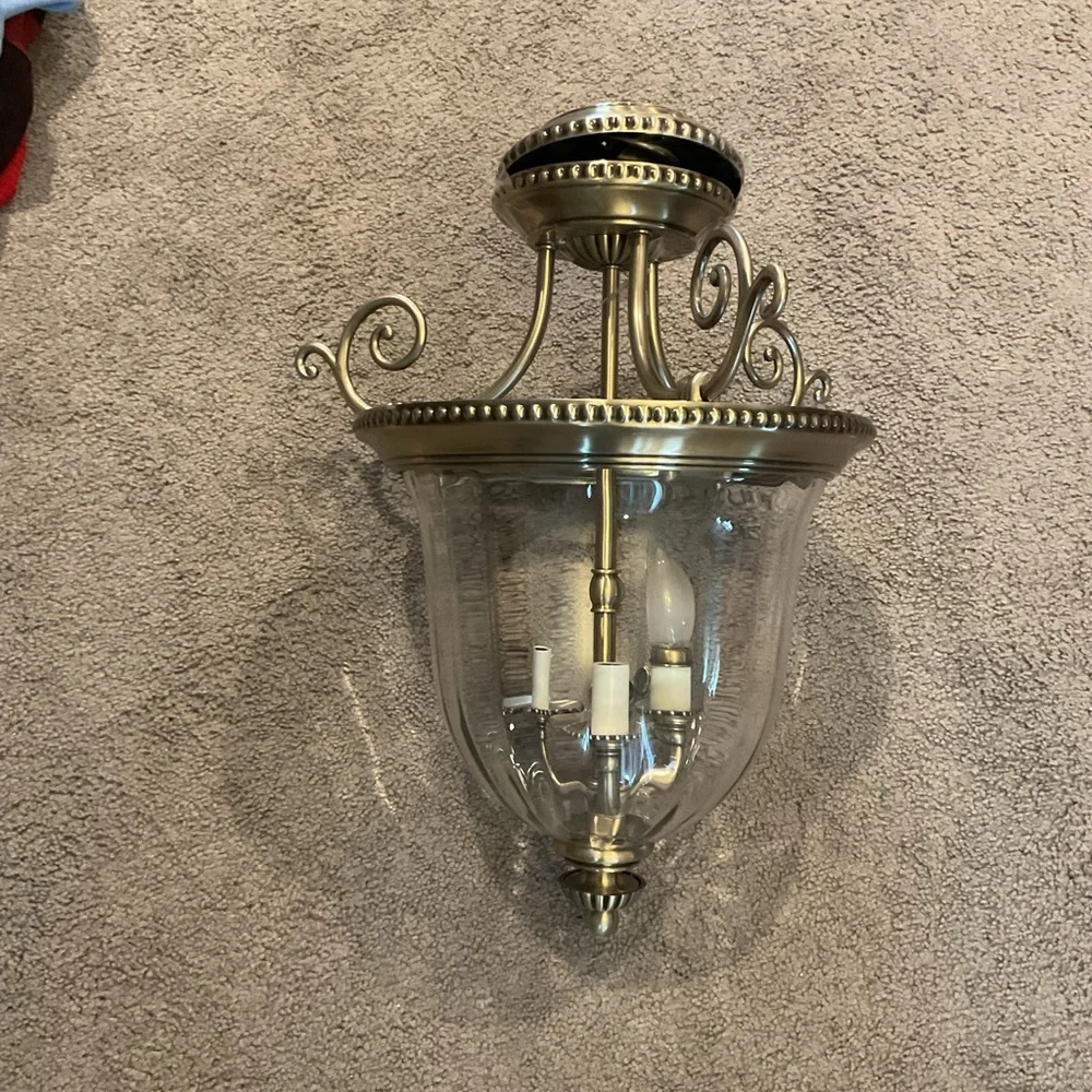 Luxurious Vintage 3-Light Large Pendant Pewter Chandelier Lighting Lamp X-Large